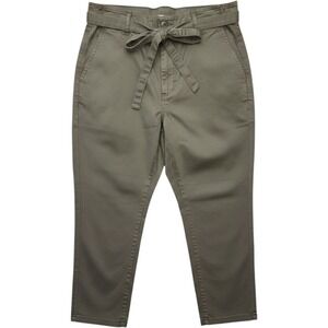 Current Elliott The Tabloid Olive  Paperbag Waist Cropped Utility Pants Sz 2